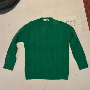 Vintage Deans of Scotland Green Shetland Wool Sweater Hand Frame Knitted Size 36